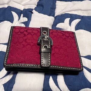 Coach Red and Black Key & Card Holder
